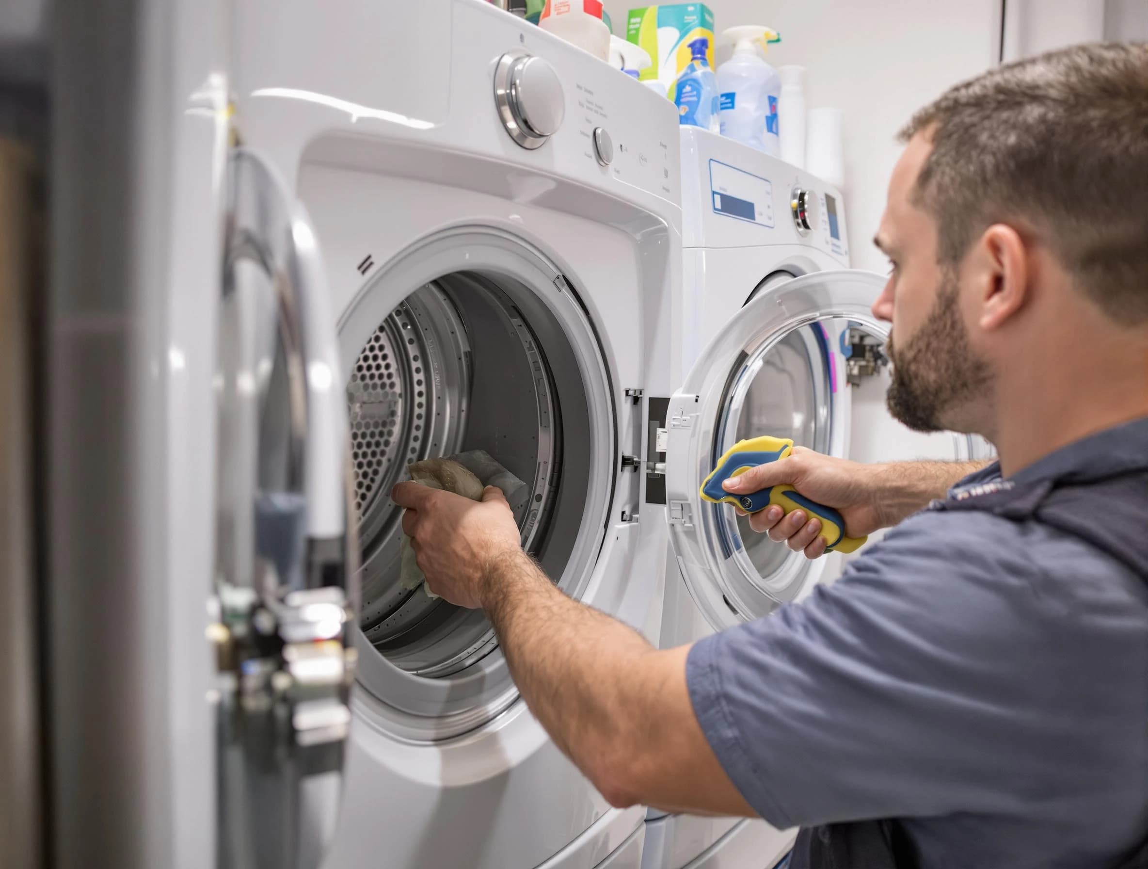 Menifee Dryer Vent Cleaning specialist removing lint buildup from a dryer lint trap system in Menifee