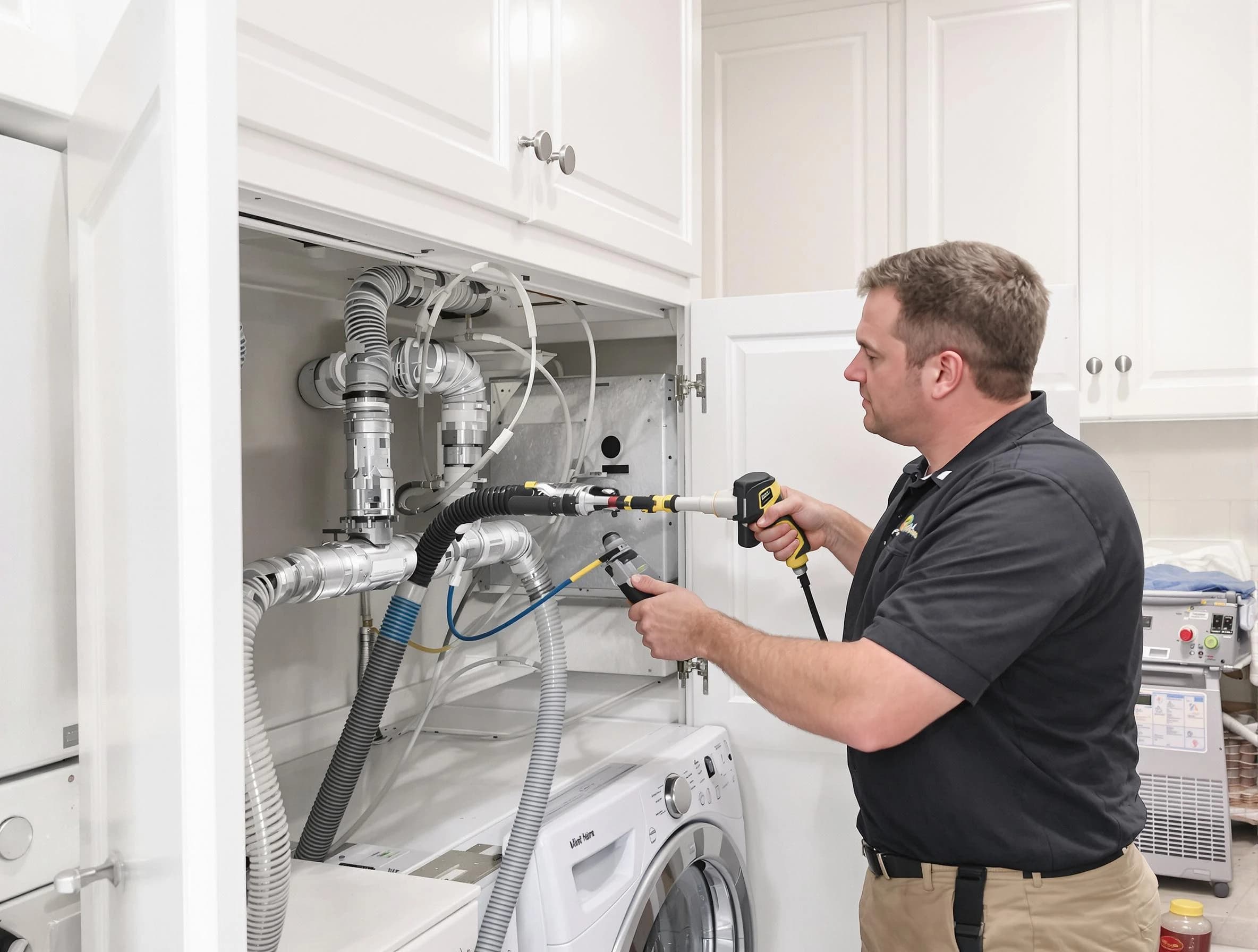 Menifee Dryer Vent Cleaning professional removing severe blockage from a clogged dryer vent in Menifee