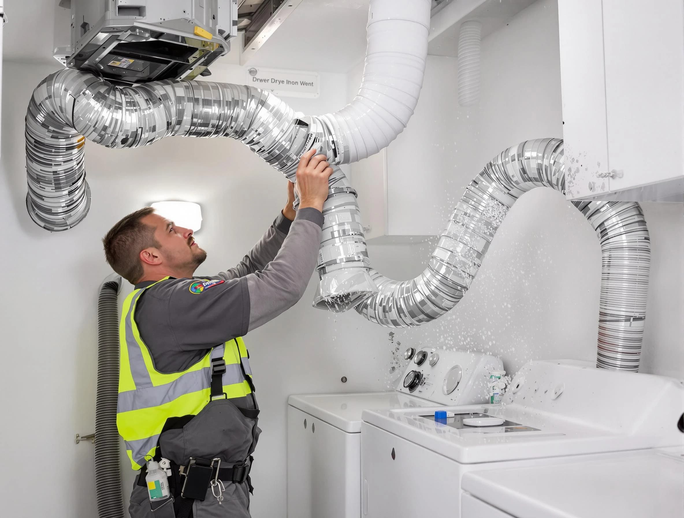 Menifee Dryer Vent Cleaning technician performing detailed dryer exhaust vent cleaning at a home in Menifee
