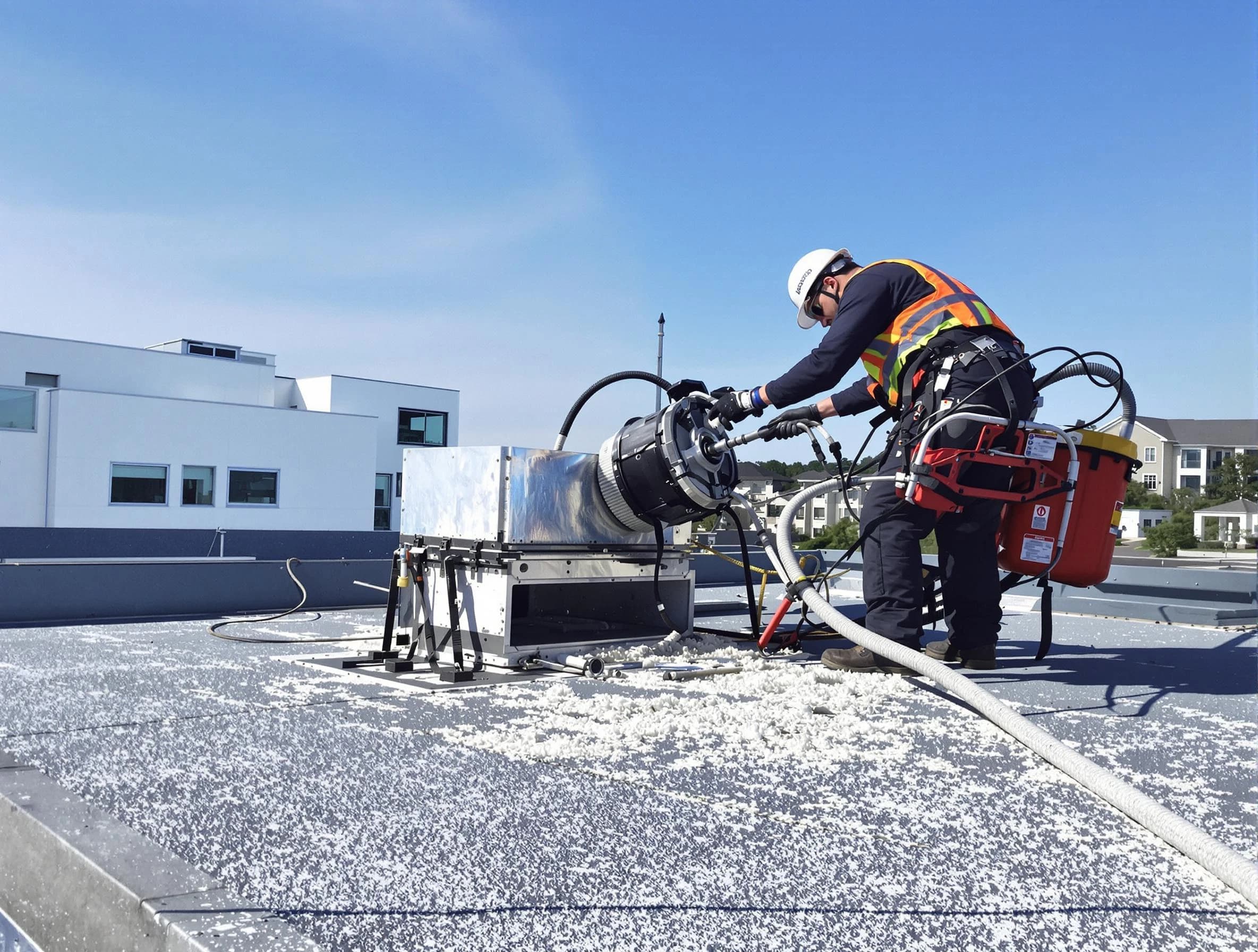 Cleaning Dryer Vent On Roof in Menifee